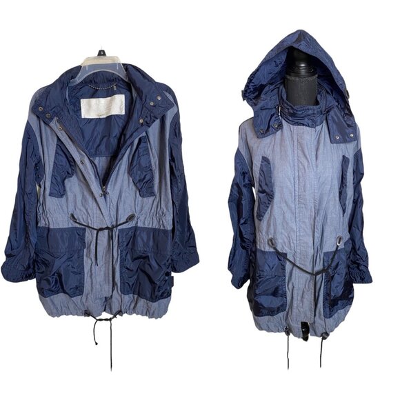 Coach XS LONG blue windbreaker hooded jacket‎ lightweight rain jacket - Picture 1 of 5